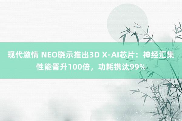 现代激情 NEO晓示推出3D X-AI芯片：神经汇集性能晋升100倍，功耗镌汰99%