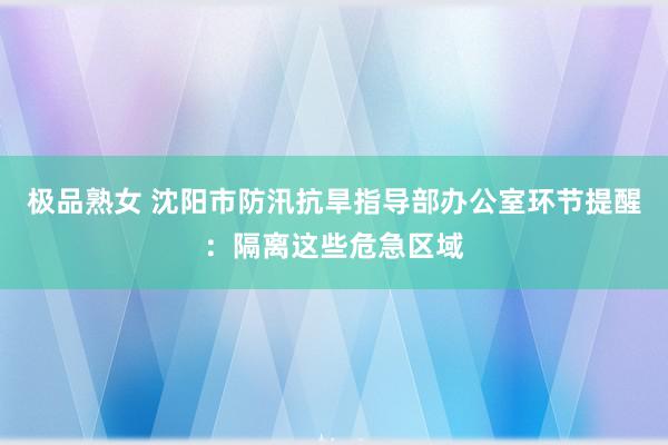 极品熟女 沈阳市防汛抗旱指导部办公室环节提醒：隔离这些危急区域