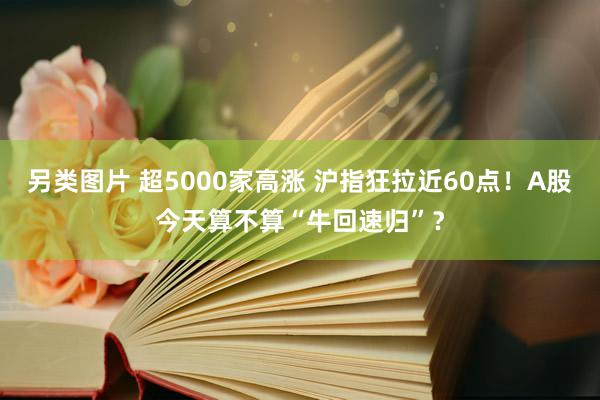 另类图片 超5000家高涨 沪指狂拉近60点！A股今天算不算“牛回速归”？