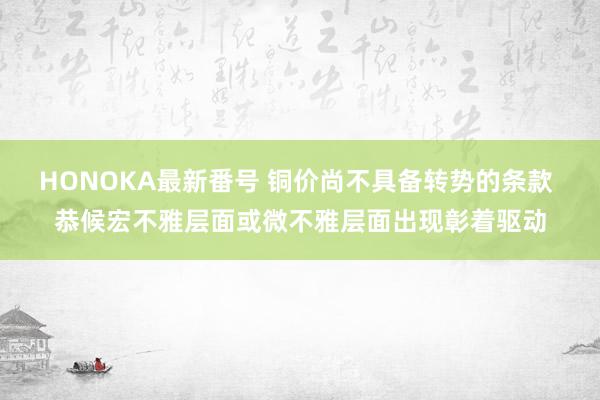 HONOKA最新番号 铜价尚不具备转势的条款 恭候宏不雅层面或微不雅层面出现彰着驱动