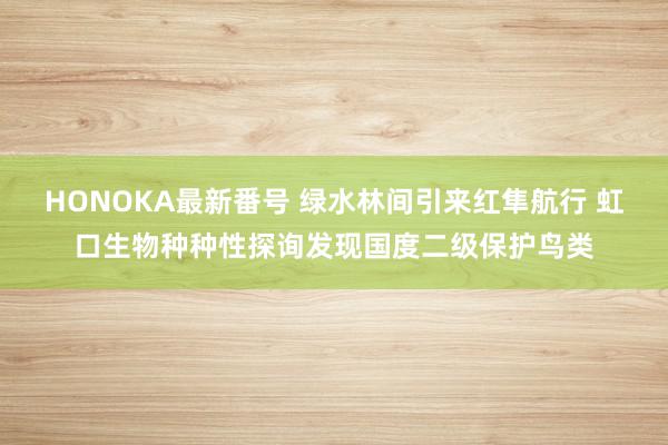 HONOKA最新番号 绿水林间引来红隼航行 虹口生物种种性探询发现国度二级保护鸟类