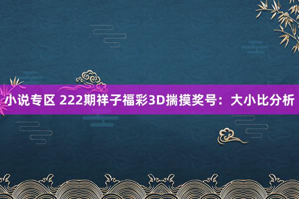 小说专区 222期祥子福彩3D揣摸奖号：大小比分析