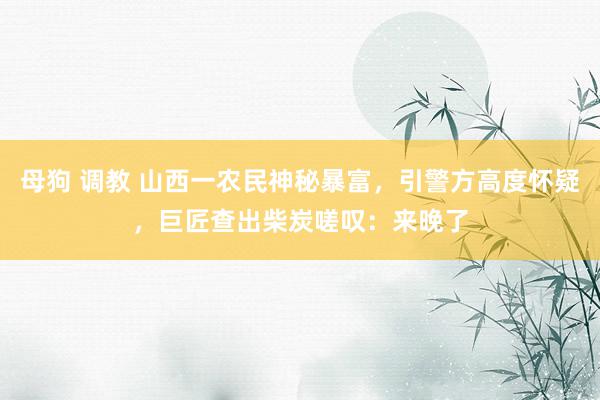 母狗 调教 山西一农民神秘暴富，引警方高度怀疑，巨匠查出柴炭嗟叹：来晚了