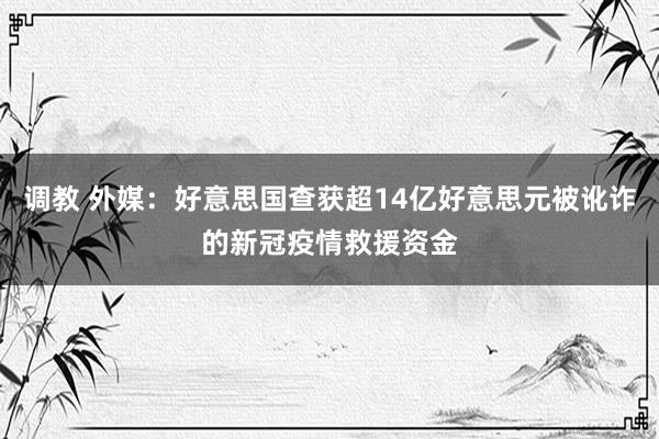 调教 外媒：好意思国查获超14亿好意思元被讹诈的新冠疫情救援资金